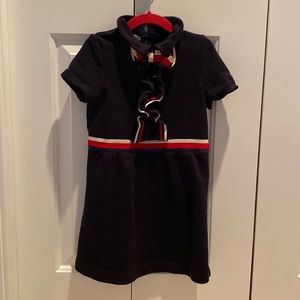 Authentic Gucci bow and ruffle navy dress